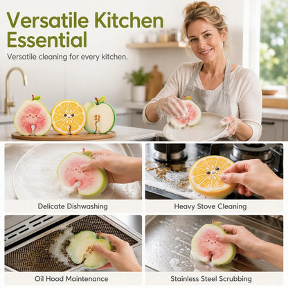 Cute Fruit‑Shaped Dishwashing Sponge | No‑Scratch Kitchen Scrubber 🍓