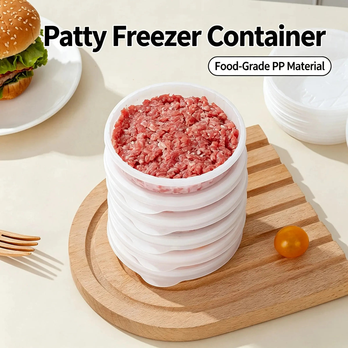 Stackable Burger Patty Freezer Containers – 10-Pack Lidded Meal Prep Storage Set